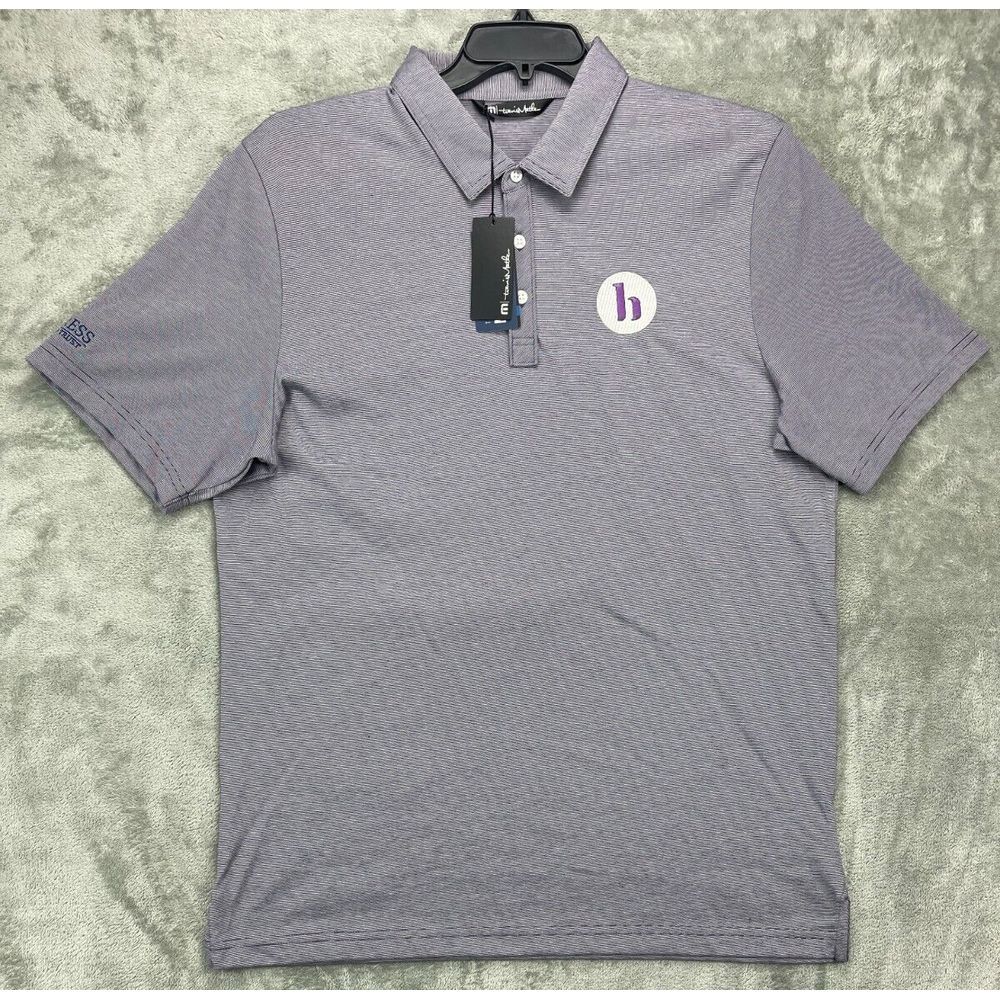 NWT Travis Mathew Men's Golf Polo Shirt Pinstripe Gray Short Sleeve‎ Size XL
